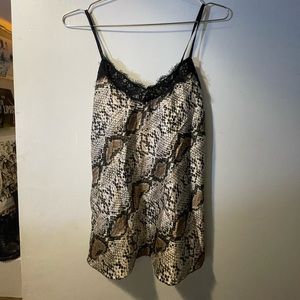 Snakeskin pattern lace silky tank